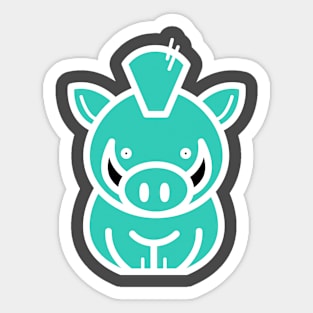 Turquoise Pig Sticker